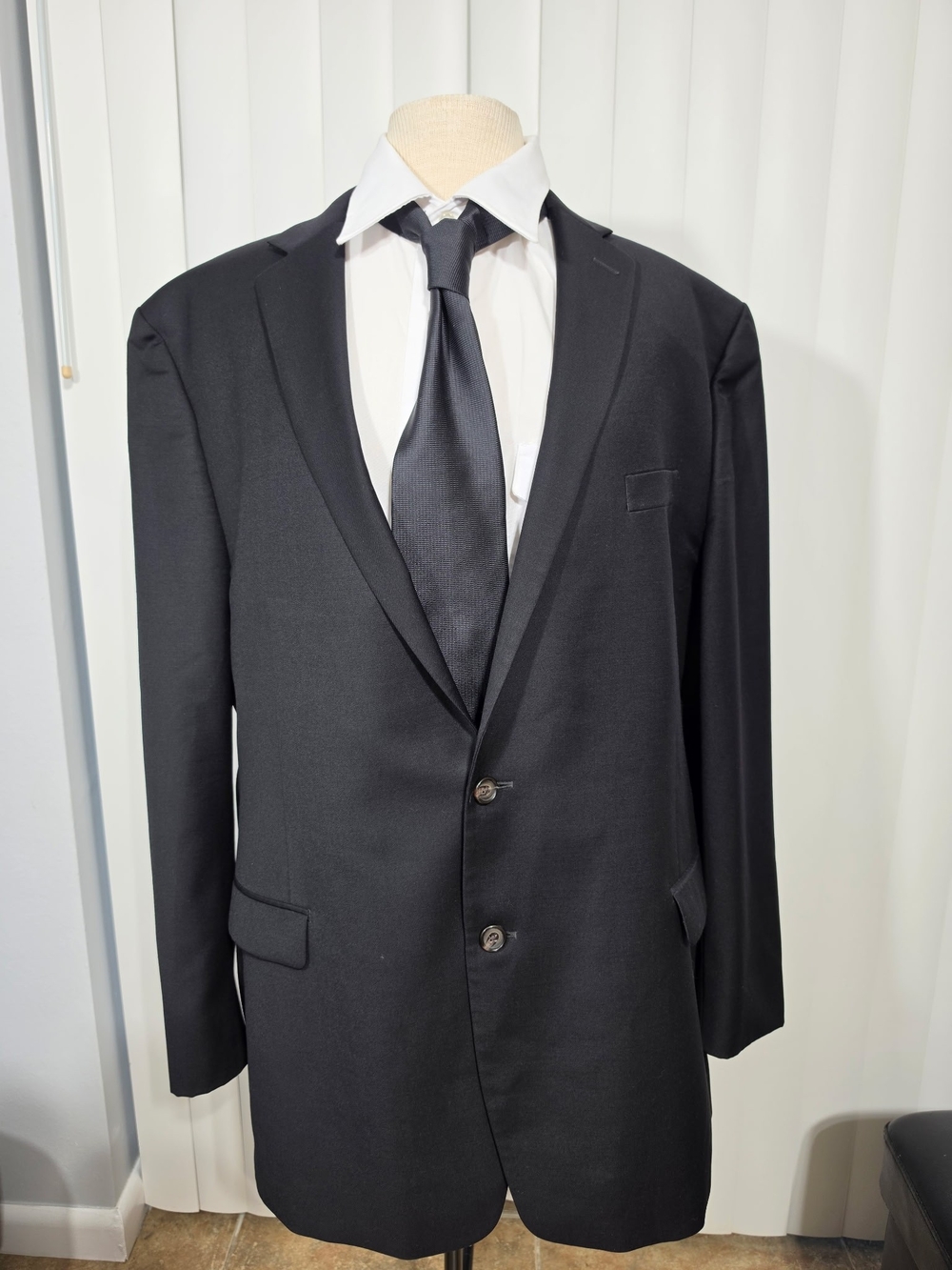 Classic Black Men’s Two-Button Suit Jacket with Satin Lapel